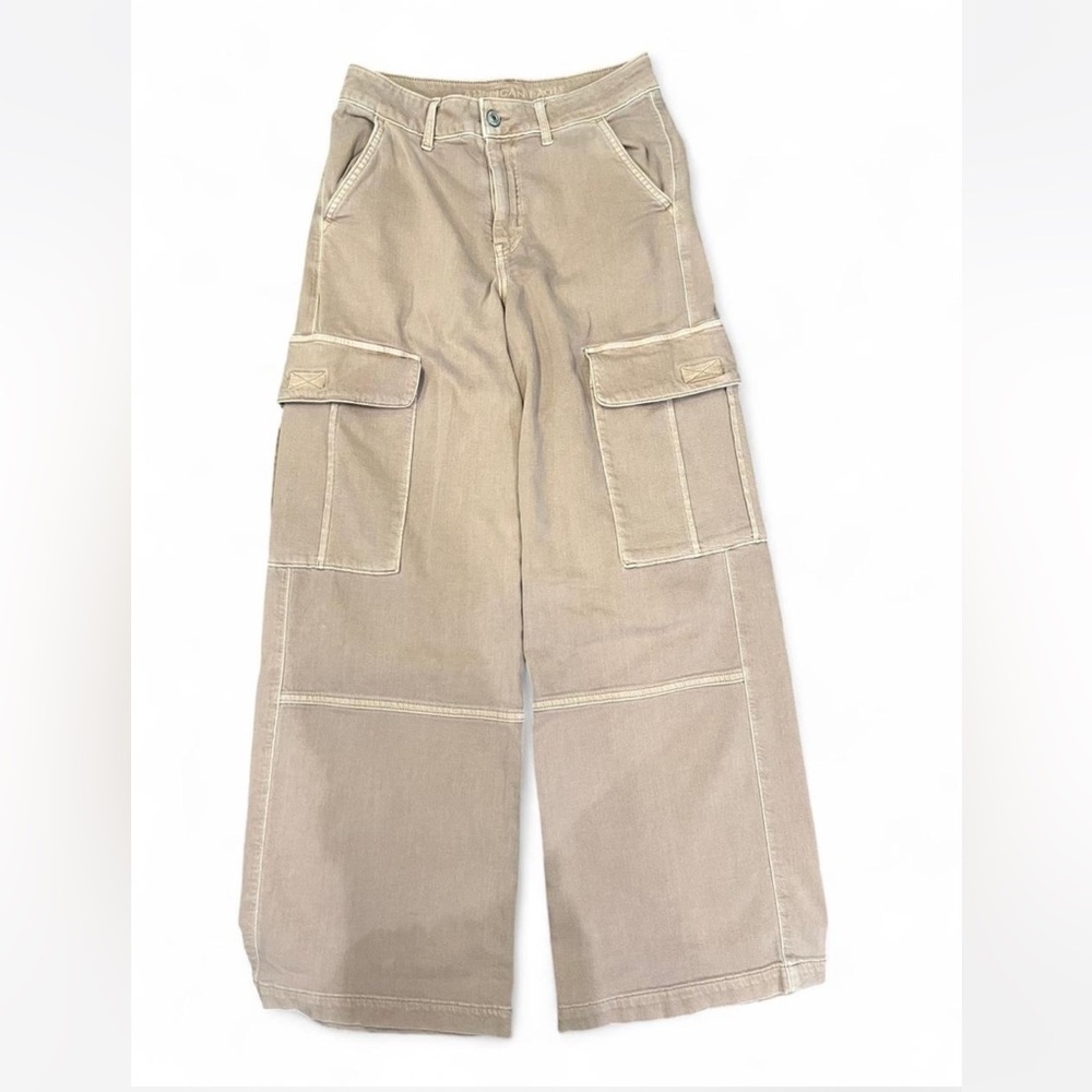 American Eagle Outfitters Beige Wide Leg Cargo Pants